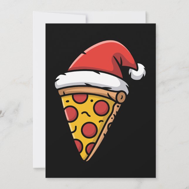 Jul Pizzabit Santa Hatt Pepperoni Högtid Inbjudningar (Framsida)