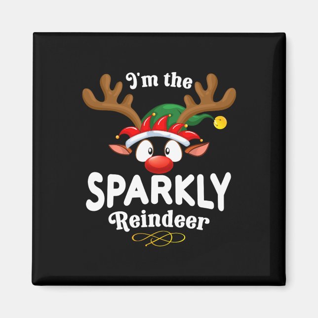 Jul Pjs Sparkly Julafton Reindeer Matching Magnet (Framsidan)