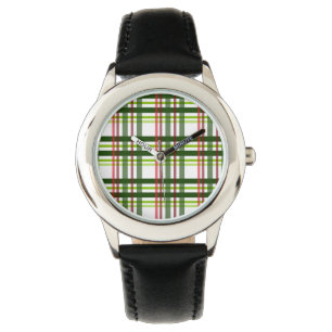 Jul Plade Mönster Grönt Red Färg Tartan Armbandsur