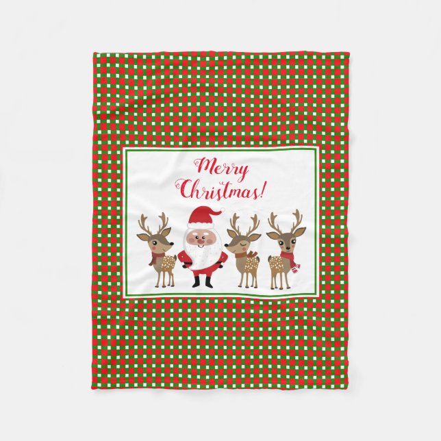 Jul Plaid God Jul Tomte Renar Fleecefilt (Framsidan)