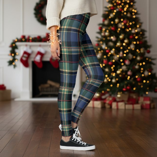 Jul Plaid Marinblå Grön ID1141B Leggings (Skapare uppladdad)