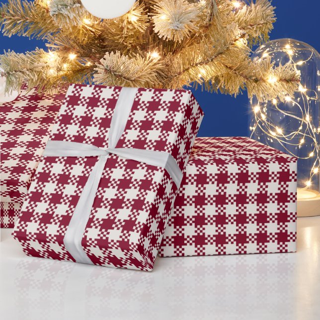 Jul Plaid Röd Vit Gingham Rutig Mönster Presentpapper (Helgdagar)