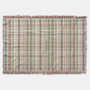 Jul Plaid - rustik grön röd elfenben Filt