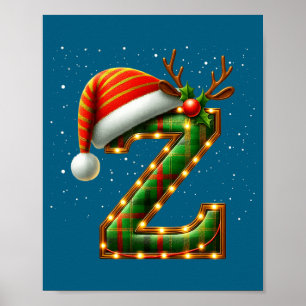Jul Plaid Sanktop Monogram Initia Bokstav Z Poster