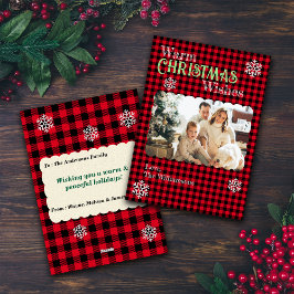 Jul Plaids Familj Anpassade Foto Högtidskort Julkort