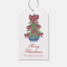 Jul Play Bow Chinoiserie Topiary Träd Presentetikett