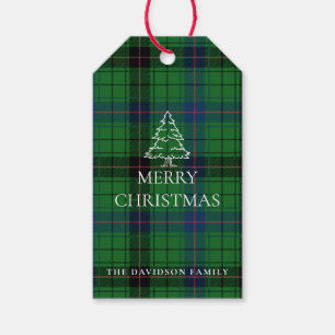 Jul Play Davidson Tartan Mönster Grönt Presentetikett