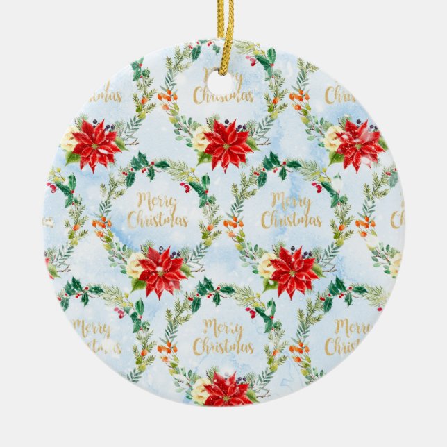 Jul Poinsetta Dekoration Julafton Gift Mönster (Framsidan)