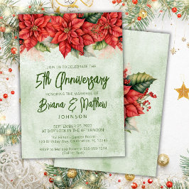 Jul Poinsettia 5:e Bröllop-årsdagen Inbjudningar