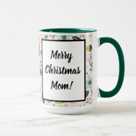 Jul Poinsettia Acorns Grått Aqua Lime Green Mugg