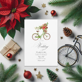 Jul Poinsettia Bicycle Winter Wedding Charm Inbjudningar