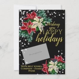 Jul Poinsettia Black Gift Card Holder Julkort
