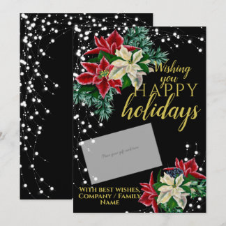 Jul Poinsettia Black Gift Card Holder Julkort
