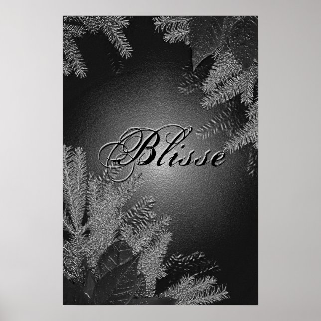 Jul Poinsettia Black och Grått Blisse III Poster (Framsidan)