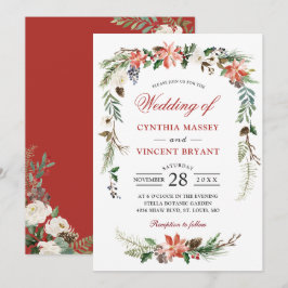 Jul Poinsettia Blommigt Arch Winter Wedding Inbjudningar