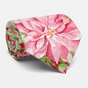 Jul Poinsettia Blommigt Helgdag Slips