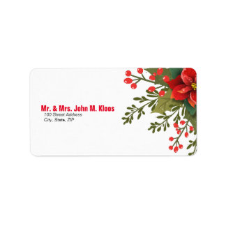 Jul Poinsettia Bröllop Adressetikett