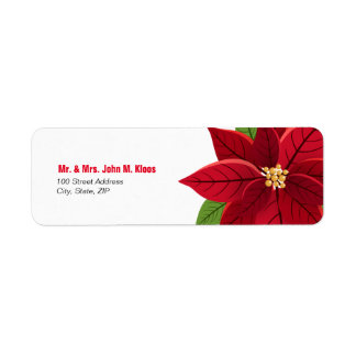 Jul Poinsettia Bröllop Returadress Etikett