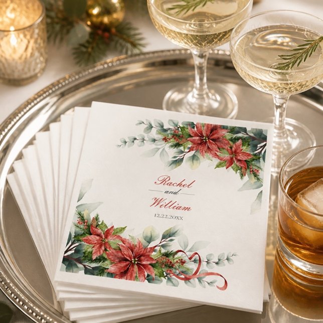 Jul Poinsettia Bröllops Servetter Av Papper (Skapare uppladdad)