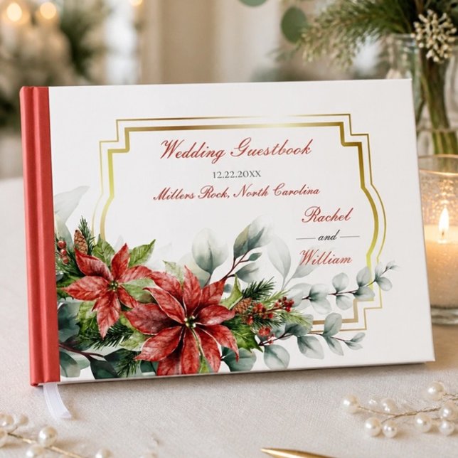 Jul Poinsettia Bröllsgästbok Gästböcker (Skapare uppladdad)
