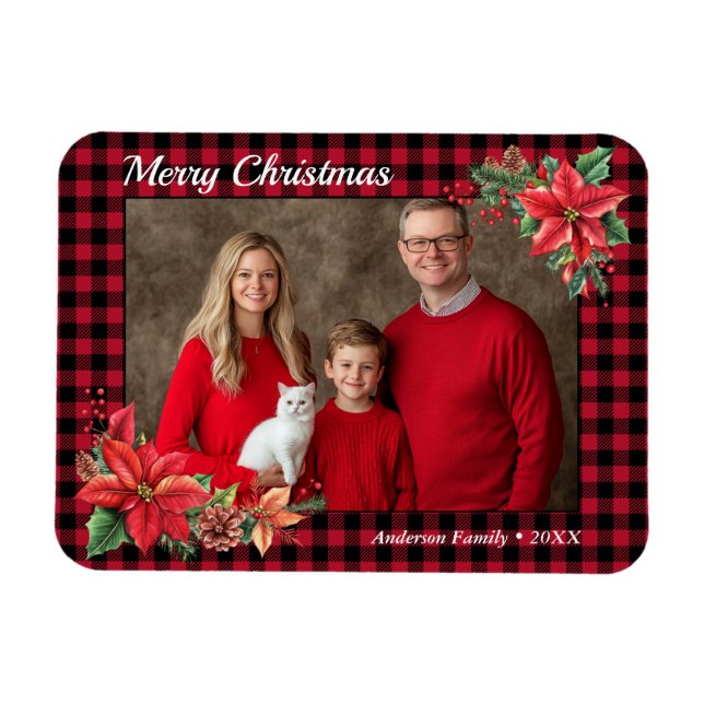Jul Poinsettia Buffalo Play Family Photo Magnet (Horisontell)
