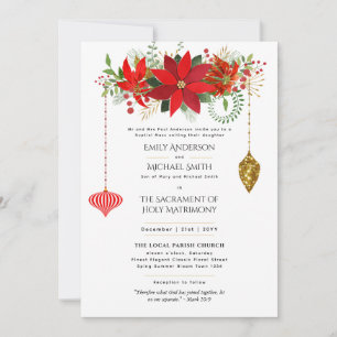 Jul Poinsettia Catholique Bröllop Nuptial Mass Inbjudningar