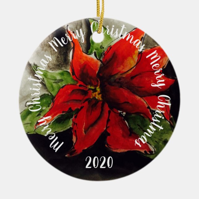 Jul Poinsettia Ceramic Ornament (Framsidan)