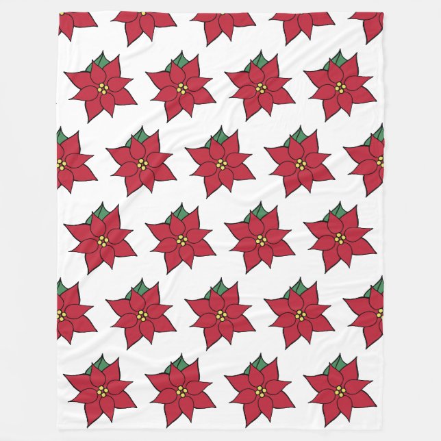 Jul Poinsettia Flanellfilt  Fleecefilt (Framsidan)