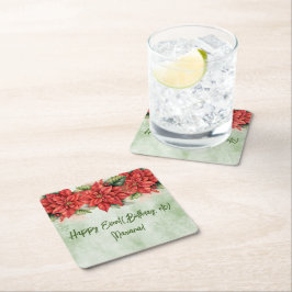 Jul Poinsettia Flowers Blommigt Party Underlägg Papper Kvadrat