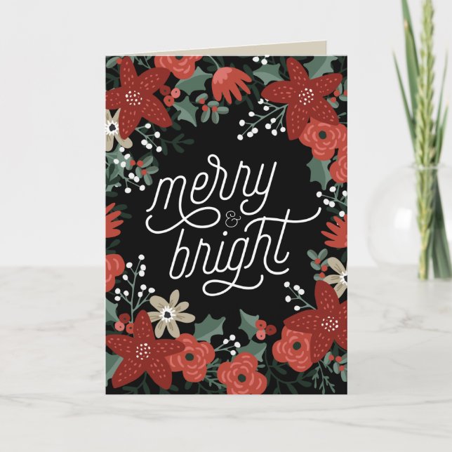 Jul Poinsettia Foliage Folat Card Kort (Framsida)