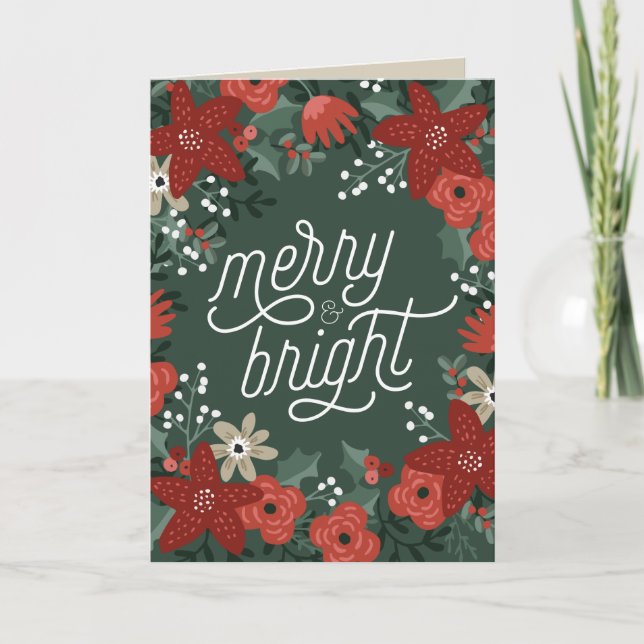 Jul Poinsettia Foliage Folat Card Kort (Framsida)