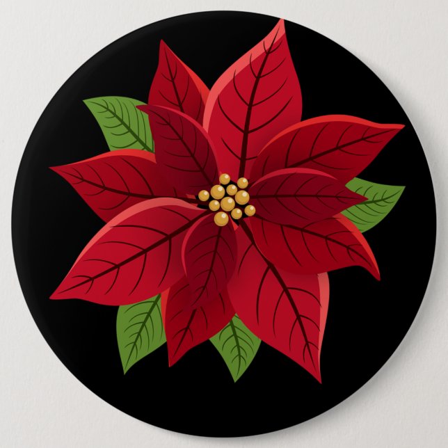 Jul Poinsettia Gift Knapp (Framsida)