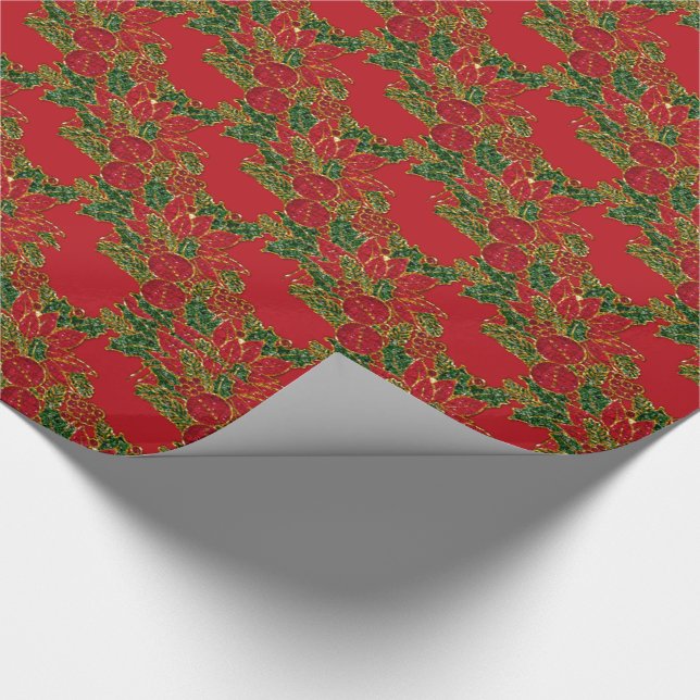 Jul Poinsettia-GIFT WRAPPING PAPPER-Red Presentpapper (Hörn)