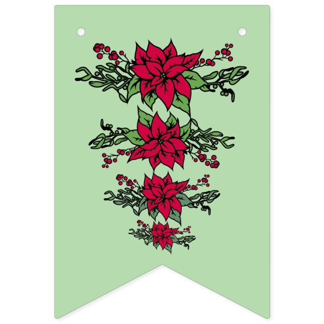 Jul poinsettia girlang banner vimplar (Första flaggan)