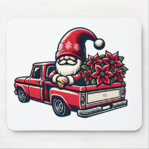 Jul Poinsettia Gnome på Röda Pickupa Lastbil