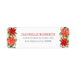 Jul Poinsettia gräns Returadress Etikett