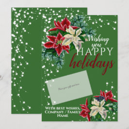 Jul Poinsettia Grönt Gift Card Holder Julkort