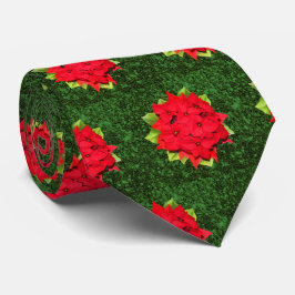 Jul Poinsettia (Grönt Glitter bakgrund) Slips