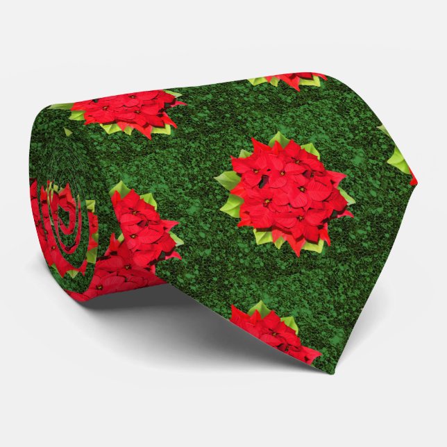 Jul Poinsettia (Grönt Glitter bakgrund) Slips (Rullad)