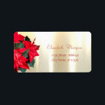 Jul Poinsettia, Guld Adressetikett<br><div class="desc">Jristmas poinsettia på glansig guld-bakgrund. En elegant och en sofistikerad designe.Kostumize med ditt namn och information om adress.</div>