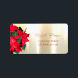 Jul Poinsettia, Guld Adressetikett<br><div class="desc">Jristmas poinsettia på glansig guld-bakgrund. En elegant och en sofistikerad designe.Kostumize med ditt namn och information om adress.</div>