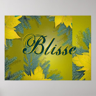 jul Poinsettia Guld Blisse Poster