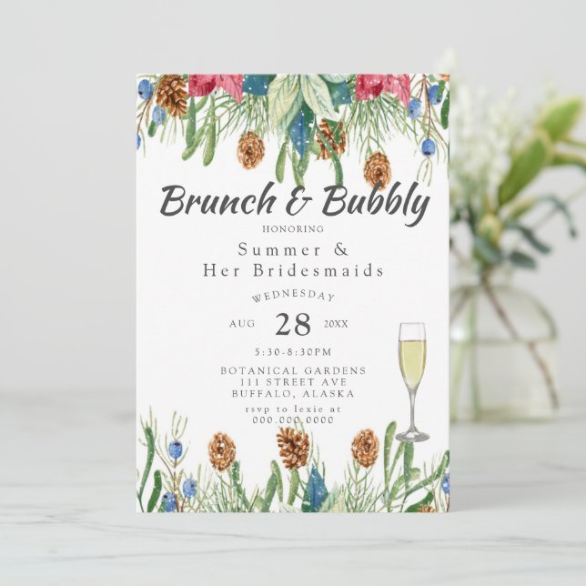 Jul Poinsettia Guld Bridesmaids Luncheon Inbjudningar (Stående Fram)