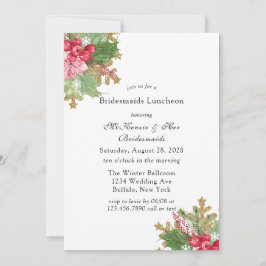 Jul Poinsettia Guld Bridesmaids Luncheon Inbjudningar