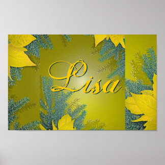 Jul Poinsettia Guld Lisa II Poster