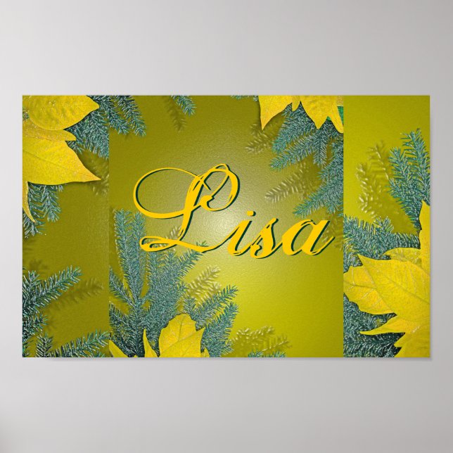 Jul Poinsettia Guld Lisa II Poster (Framsidan)