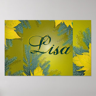 Jul Poinsettia Guld Lisa II Poster