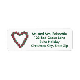 Jul Poinsettia Heart-Adressetiketter Returadress Etikett