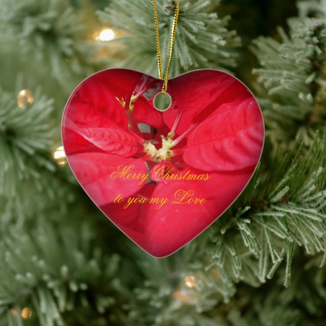 Jul Poinsettia Heart Ornament (Träd)