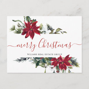 Jul Poinsettia Helgdag Corporate Hälsning Vykort